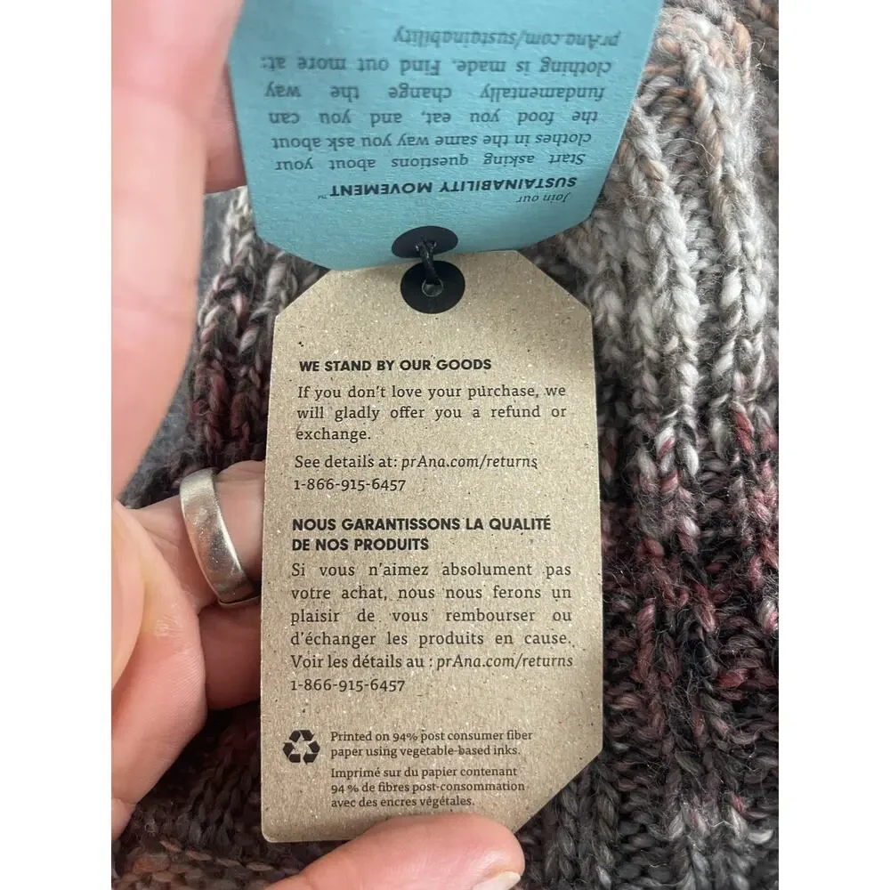 Prana Sweater Women Small Tunic Gray Turtle Neck Wool Blend Pullover Knit N38